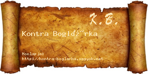Kontra Boglárka névjegykártya
